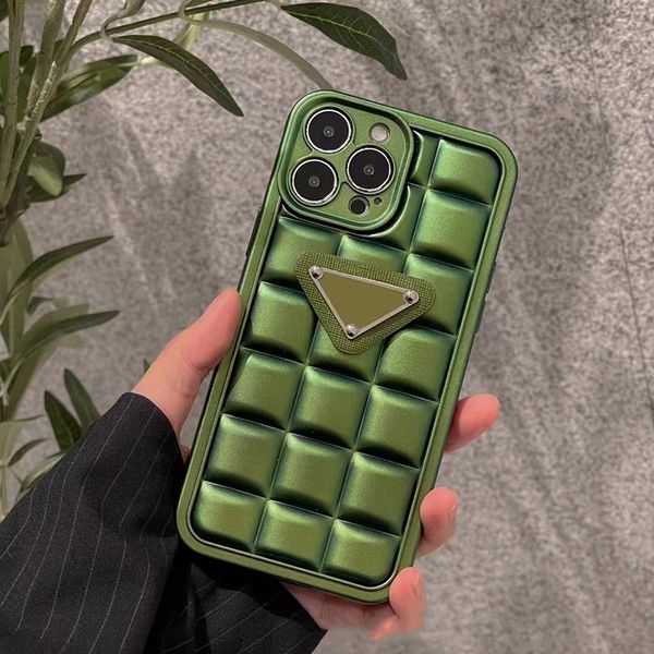 iPhone 13 Pro Max Case Designer Phone Cases pour Apple 14 15 Plus XR XS Cubes de chocolat de luxe Silicone Mobile Cell Back Bumper Cover Fundas Coque Crème Verte Herbe Verte