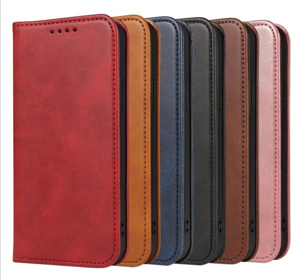 iPhone 13 Strong Magnetic Flip Wallet Phone Cases PU Leather Card Slot Protector Couverture arrière en grain de vache pour Apple 13pro Max 12 11 11pro X Xs XR 7 7p 8 8plus 6 6s