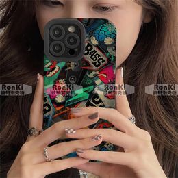 Iphone 14 Luxurys Western Designer Graffiti Phone Cases pour iPhone 14promax 13 12 Colorful Trend Phonecases 11 Xs X Xr Xsmax Womens Boy