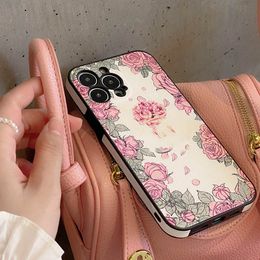 iPhone 14 Pro Max Designer Flower Phone Case pour Apple 13 12 11 Luxe PU Cuir Pare-chocs inclus Mode Full Body Floral Print Mobile Back Cover Shell Coque Fundas 33