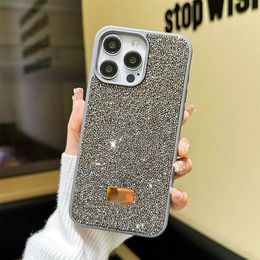 iPhone 15 Pro Max Designer Bling Phone Case para Apple 14 Plus Huawei Mate 60 Luxury Rhinestone Diamond Glitter Mobile Back Cover Sparkling Coque Fundas Titanio Gris