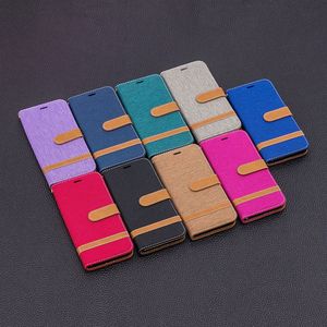 iPhone 15 Pro Max Designer Denim Phone Case para Apple 14 Samsung Galaxy S24 Note 20 Ultra Luxury Leather Colorblocking Card Pocket Holder Flip Wallet Cierre magnético
