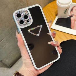 Funda para teléfono iPhone 15 Pro Max Designer Diamond para Apple 14 Plus 13 12 11 Lujo Bling Rhinestone Glitter Cromado Espejo Cuerpo completo Espumoso Contraportada Coque Fundas Pic4