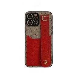 iPhone 15 Pro Max Designer Flower Phone Case pour Apple 14 13 12 11 XS XR 8 7 Plus Luxe PU Cuir Bracelet Sangle Porte-Carte Poche Imprimé Floral Couverture Arrière Coque Rouge G