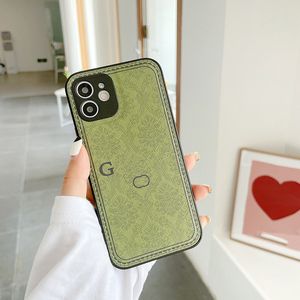 iPhone 15 Pro Max Designer Telefoonhoesje voor Apple 14 13 12 Mini 11 XR XS 8 7 Plus Luxe PU-leer Bloemen Schaakbordprint Full-body Achterkant Shell Coque Fundas Groen G1