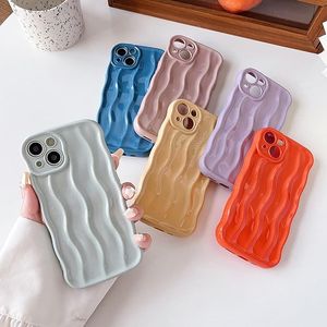 iPhone 15 Pro Max Case de téléphone Water Ripple Pattern Curly Wave Frame Soft Compatible avec iPhone plus 14 13 Mini