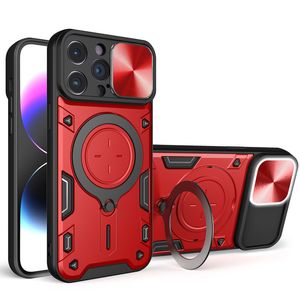 Étuis de téléphone à béquille magnétique Appel Clignotant Couverture arrière Protecteur d'objectif de caméra coulissante pour iPhone 15 15pro 15plus 15 pro max 14 13 12 11 Xs XR 7 7p 8 8plus