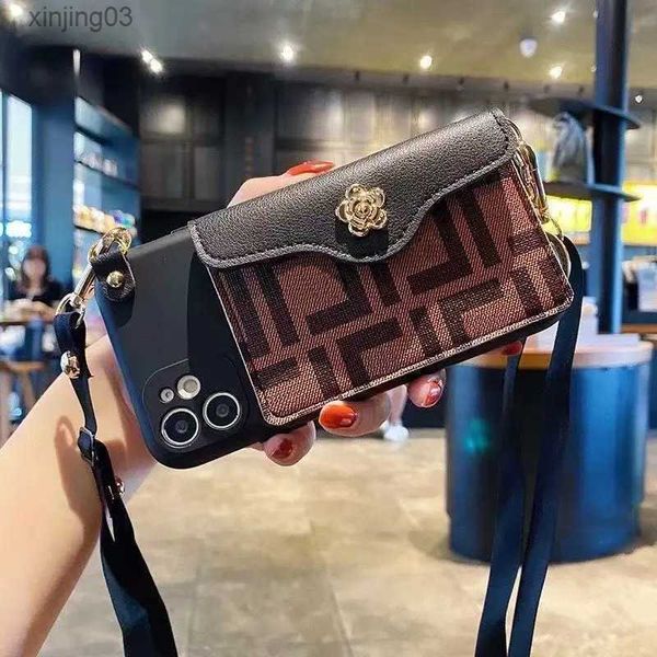 Iphone Case 13Promax con bolsa de tarjeta de cambio Xr Backpack 12 Silicone 11 Messenger 7P Lanyard 8P / X Good xinjing03