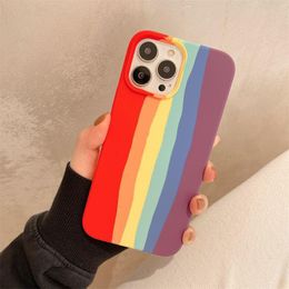 iPhone Case 14 Case 11Promax/12 13 Liquid Silicone XR/XS Soft Kates 7p/8Plus Beschermende regenboogkleur