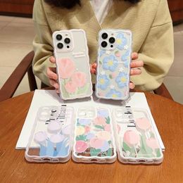 Coque de téléphone en TPU souple et transparent pour iPhone, étui mignon pour femmes et filles, Design à poignée ondulée, motif bouclé esthétique, fleur de myrtille