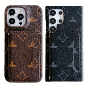 Étui de téléphone de concepteur de boîtier pour iPhone pour iPhone 15 Pro Max 14 13 12 11 Pro Max XR XS Samsung Galaxy S24 Ultra S23 Plus S22 Case de cartes de cas Portefeuille Crossbody Metal chaîne