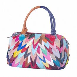 Ipinee marque véritable sac à main en cuir femmes sac à bandoulière femme de haute qualité feuilles colorées fi sac à poignée supérieure N3VO #