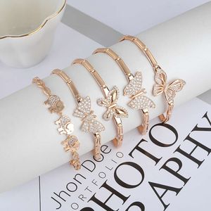 Ipmin sieraden populaire kristal zirkon goud vergulde gouden vlinderarmband voor vrouwen