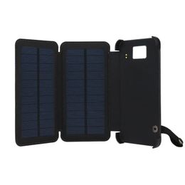 IPReeﾮ Kit de cargador de panel solar de 5,5 pulgadas y 8000 mAh Banco de energía USB a prueba de agua con luz LED para cualquier teléfono - Dos baterías Negro