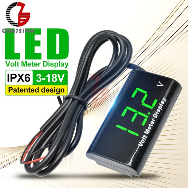 IPX6 DV 3-18V MOTOROCYTEUR Voltmètre 12V Tension de voiture Volt Volt Lithium Acid Acid Battery Capacity Capacité Tester Monitor