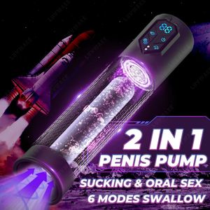IPX7 Waterdichte Elektrische Pomp Penis Erectie Uitbreiding Automatische Vacuüm voor Mannen 4 Zuigkracht Masturberen Seksspeeltje 240312