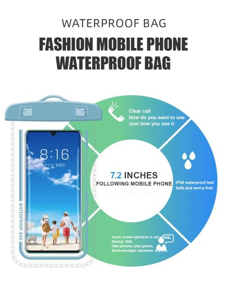 IPX8 Affaire du téléphone à téléphone imperméable Sac de natation Piste d'épreuve d'eau pour iPhone 15 14 13 12 Pro Max Samsung S23 Ultra Xiaomi Huawei Accessoires
