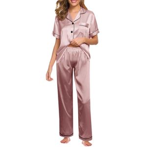Iq1r pyjamas sexy pyjamas en satin en satin pour femmes pyjamas ensembles à manches longues femmes pyjamas costume femelle en deux pièces salonwear plus taille 2404101