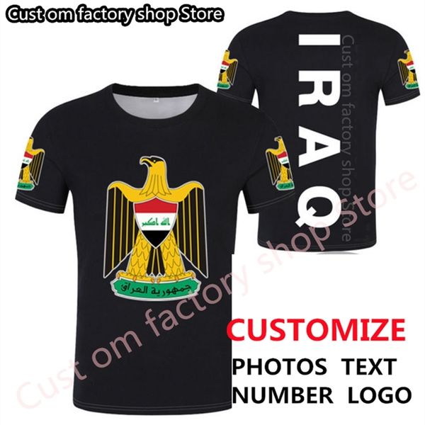 IRAQ hombre diy nombre personalizado número irq boy camiseta nación bandera iq país república islam árabe árabe imprimir p o ropa 220616