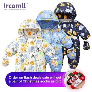 Ircomll merk geboren babyjongen meisje kleding lange mouwen waarschuwing winter herfst cartoon gedrukt baby bodysuit voor geboren 211222