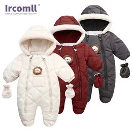 Ircomll Hight Kwaliteit geboren Baby Winter Kleding Snowsuit Warme Fleece Capuchon Romper Cartoon Leeuw Jumpsuit Peuter Kid Outfits 240122