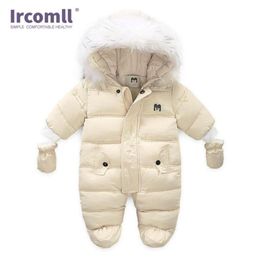 Ircomll nouveau-né bébé hiver combinaison à capuche à l'intérieur polaire fille garçon vêtements automne salopette vêtements d'extérieur pour enfants Y200320290I1980536