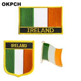 Insigne de patch drapeau irlande 3 pièces un ensemble de patchs pour vêtements décoration bricolage PT0012-3