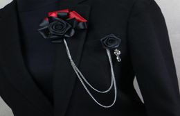 IRemiel fait à la main coréen Rose fleur gland noir broche hommes épinglette Badge costume chemise col broches Corsage accessoires 5500151