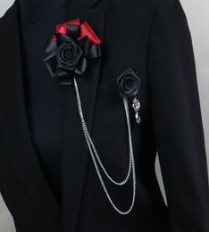 iRemiel Handgemaakte Koreaanse Roos Bloem Kwastje Zwarte Broche Mannen Revers Pin Badge Pak Kraag Broches Corsage Accessoires8801607