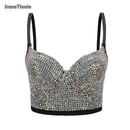 Irene Tinnie Perles faites à la main Jewel Diamond Bralet Bustier Soutien-gorge pour femme Corset de fête de mariage Cropped Top Vest Plus Taille T200614