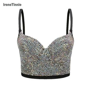 Irene Tinnie Handmade Pearls Jewel Diamond Bralet Femme Busttier soutien-gorge Bra Party Night Club CORSET CRARDED TOP GILET Plus taille 240509