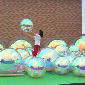 Boule de miroir gonflable irisée et argentée sphère de Disco de ballon de miroir géant pour la décoration suspendue de partie de boîte de nuit de mariage