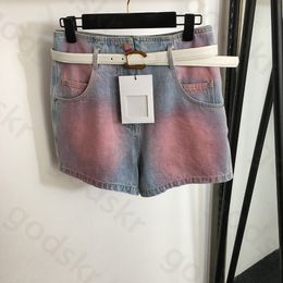 Pantalones cortos de mezclilla con cinturón iridiscente para mujer, faldas de talle alto irregulares sexys, media falda con cremallera de diseñador