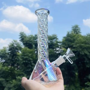 Bong en verre irisé coloré tourbillon narguilés avec aval Perc bécher base conduite d'eau Dab Rigs arc-en-ciel fumer Shisha accessoires livraison gratuite