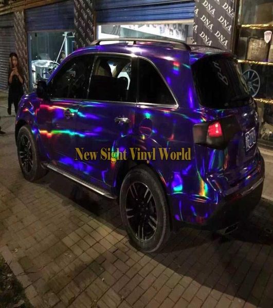 Iridescent Purple Chrome Holographic Vinyl Wrap Sticker Rainbow Vinyl Film Fil Foil Decal Bubble Car Styling9951419