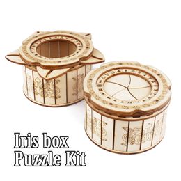 Iris Box Mechanical Gear Treasure 3D houten puzzel ambachtelijk speelgoed hersen teaser diy model bouwkits cadeau voor volwassenen tieners 220715