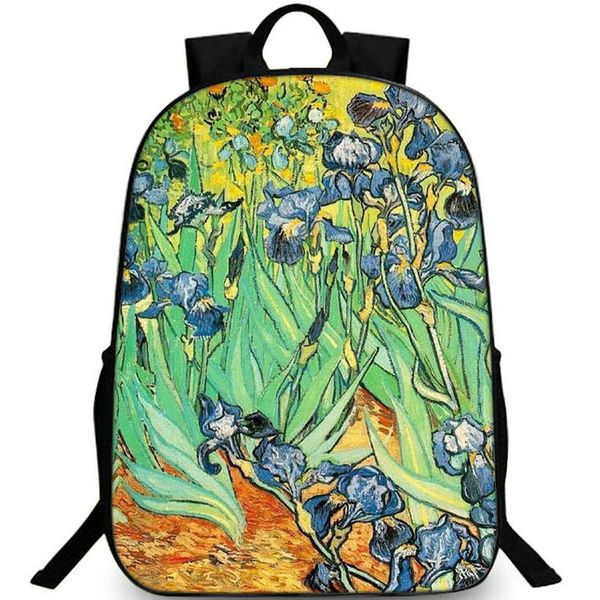 Sac à dos Iris Sac à dos Vincent Willem van Gogh Sac d'école de peinture Sac à dos décontracté Sac à dos imprimé Sac à dos photo Sac à dos photo