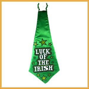 Cravate irlandaise couleur verte 25*10 cm cravate trèfle flèche homme Polyester paresseux cravate pour carnaval cadeau de Noël nouvel an