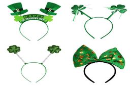 Irlandais St Patricks Day Bandeau Vert Leprechaun bandeau Shamrock Boucle Déguisement Carnaval Accessoires De Noël haut de fête chapeaux9532752