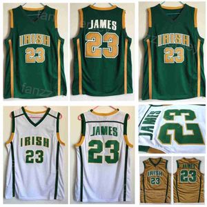 Irlandais St. Vincent Mary Jerseys High School Basketball LeBron James 23 Chemise College pour les fans de sport Université Respirant Cousu Équipe Vert Marron Blanc Hommes NCAA