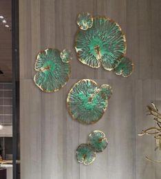 Iron Art Lotus Leaf Metal Plaques décoratives décoration créative canapé de maison Mur de la maison Plaque douce 4707851
