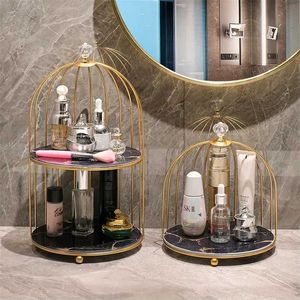 IJzeren kunst nordic stijl vogel kooi rack lippenstift parfum cosmetische huidverzorging productopslag afwerking tafel 211112