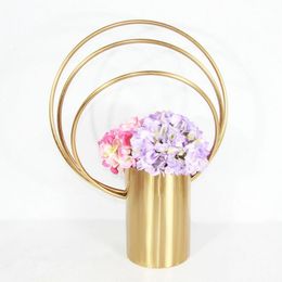 Jarrón de forma de anillo de soporte de flores artificiales de hierro sin flor M de talla de flores para decoraciones de boda centros de mesa
