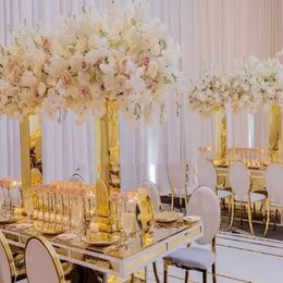 Support à fleurs en fer, support en arc doré, en acrylique, pour centre de table de mariage, décoration de fête, événement, 201