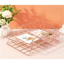 Iron Grid File Storage Shelf Holder Depel Tray Desktop Rack Office Organizer Hoge ijzeren kwaliteit Glad stevig en duurzaam