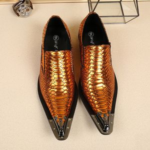 Tête de fer bout pointu robe d'affaires mode hommes chaussures en cuir appartements peu profonds mariage nouvelles chaussures de haute qualité