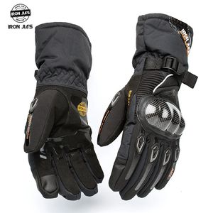 Iron Jias Winter Motorfietshandschoenen voor mannen Waterdichte koolstofvezel beschermen Warm motorische niet -slip touchscreen Moto 231221