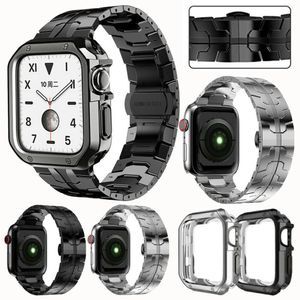 Iron Man Pulsera de cadena de metal con tres cuentas Correa con eslabones de caja Correas de acero inoxidable sólido Correas de reloj para Apple Watch Series 3 4 5 6 7 8 9 iWatch 40 41 mm 44 45 mm