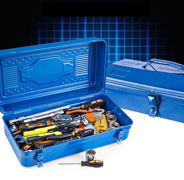 Boîte à outils à main en métal en fer, boîte à outils de réparation Portable multifonctionnelle voiture maison épaississement outils électriques boîte de rangement matériel boîte à outils