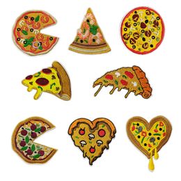 Patchs thermocollants de forme assortie, patch brodé de pizza pour vêtements, motif alimentaire mignon, application pour enfants, réparation de vêtements, décoration, badge DIY